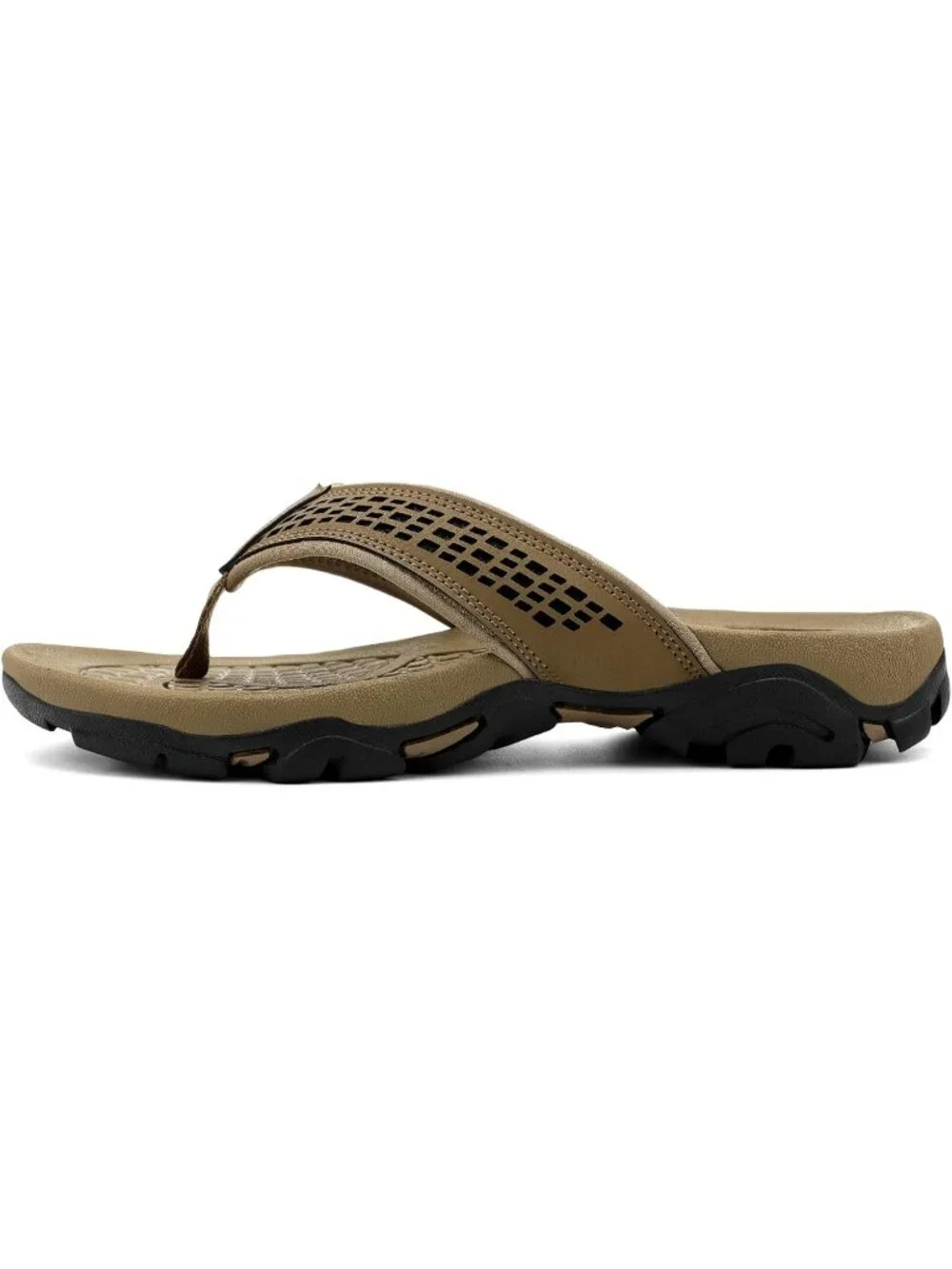 Men's Brown Black Beach Flip-Flops Water Sandals Outdoor Athletic Thong
